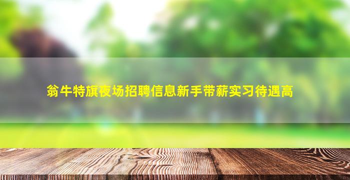 翁牛特旗夜场招聘信息新手带薪实习待遇高